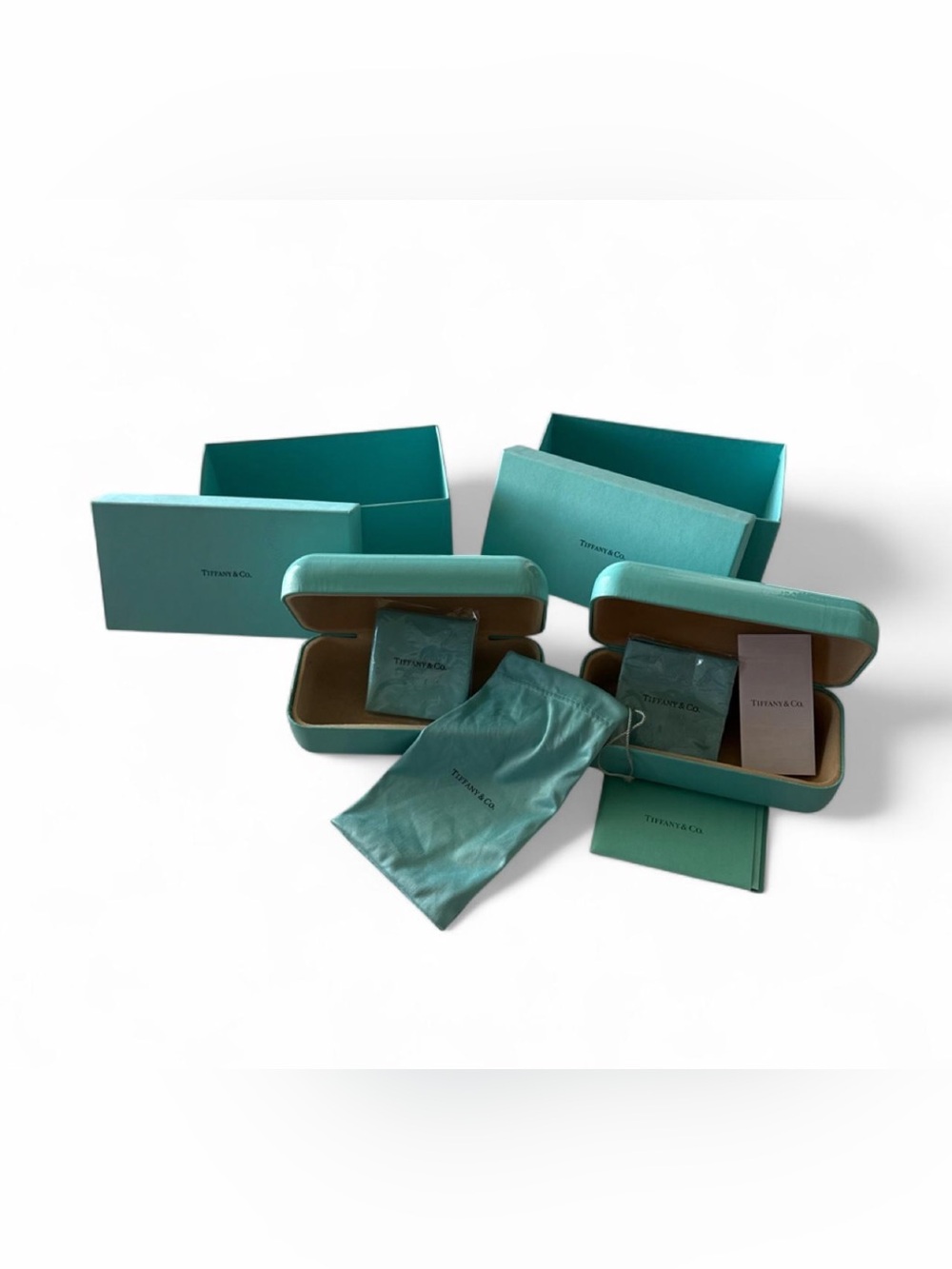 Tiffany & Co. Teal Glasses Case and Pouch Set